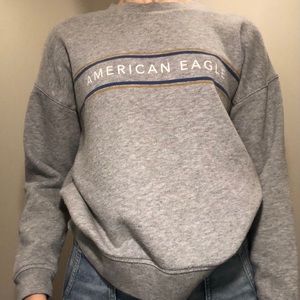 American Eagle Size S Gray Logo Crew Sweatshirt